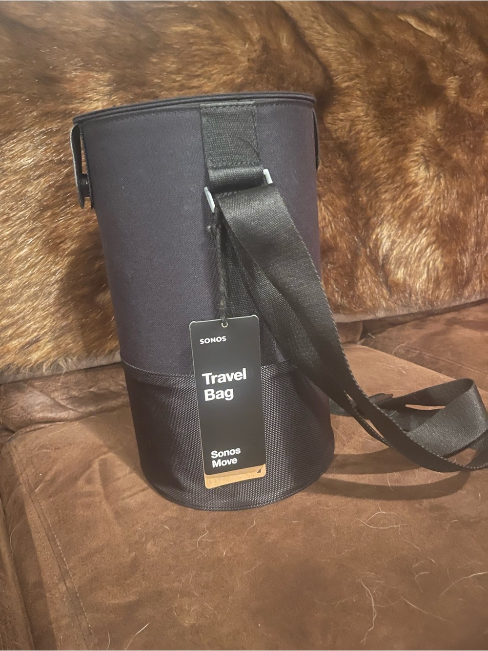 Sonos Black Cylindrical Travel Bag with Shoulder Strap